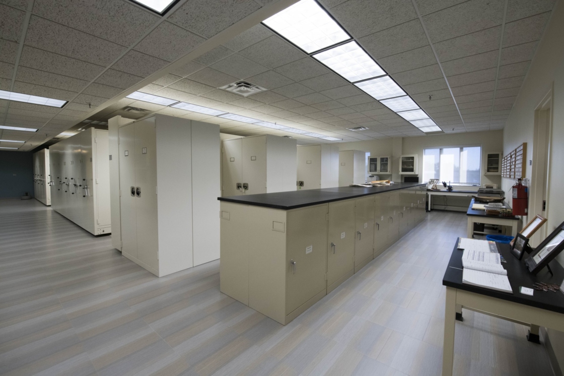 Herbarium cabinets with specimens in them
