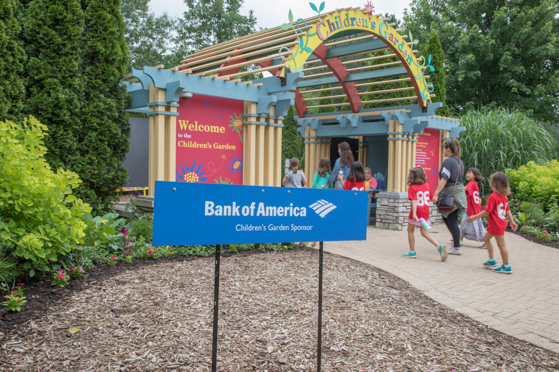 Sponsor sign in front of the Children's Garden