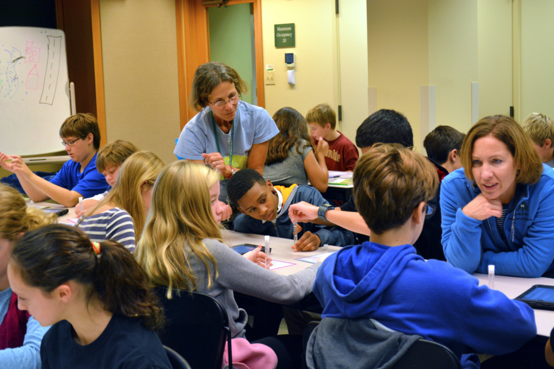 Arboretum teacher in a classroom of students