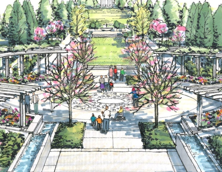 A birds eye view of the Centennial Plaza