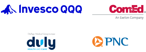 Illumination sponsor logos Invesco QQQ, ComEd, Duly Health and Care, and PNC