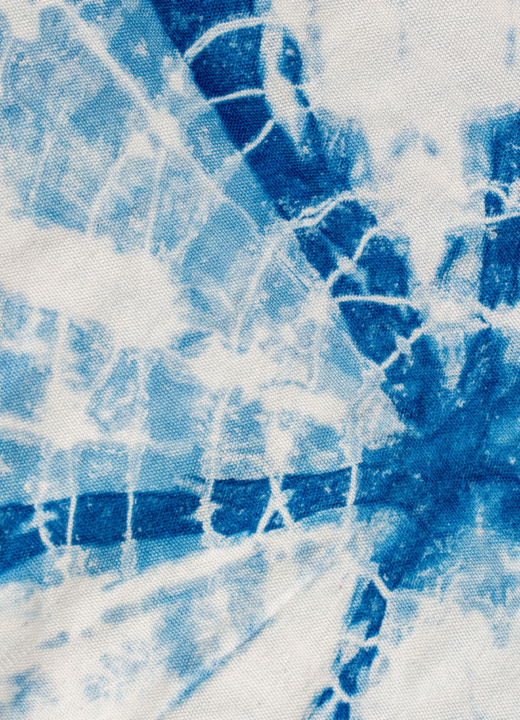 Fabric dyed with indigo ink.
