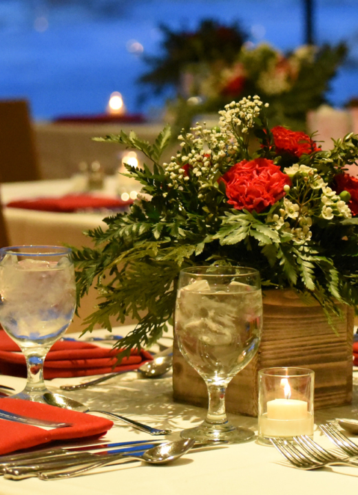 A table set up for the Valentine's Dinner