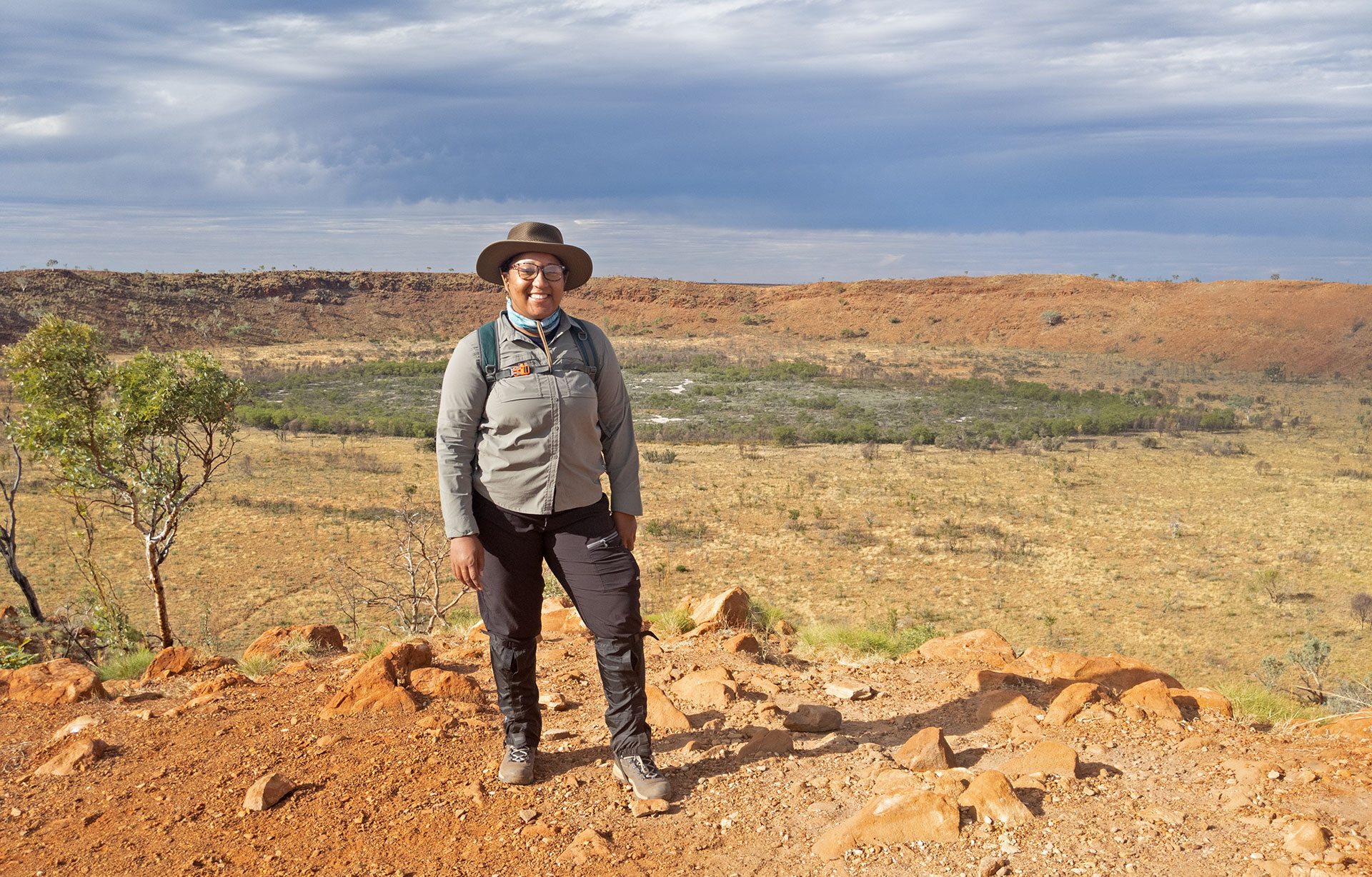 Tanisha Williams, featured in the women and environment series at The Morton Arboretum, is in Wolfe Creek Crater, Australia
