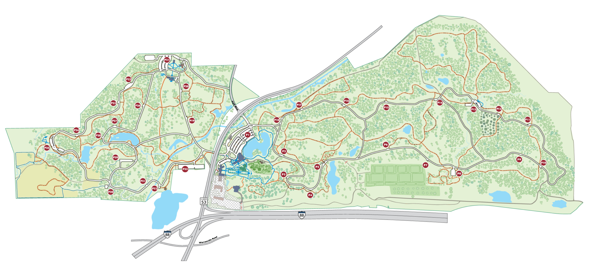 Interactive map of The Morton Arboretum grounds