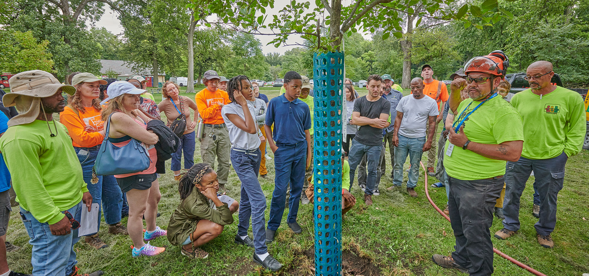 Photograph of a tree care demonstration for nonarborists