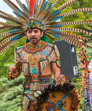 Photograph of a cultural performer at the Celebracion de los Arboles festival at The Morton Arboretum