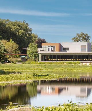Photo of the Visitor Center and Meadow Lake