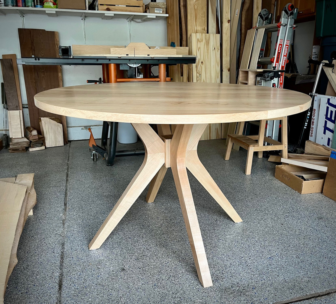 Round dining table made from Arboretum sugar maple