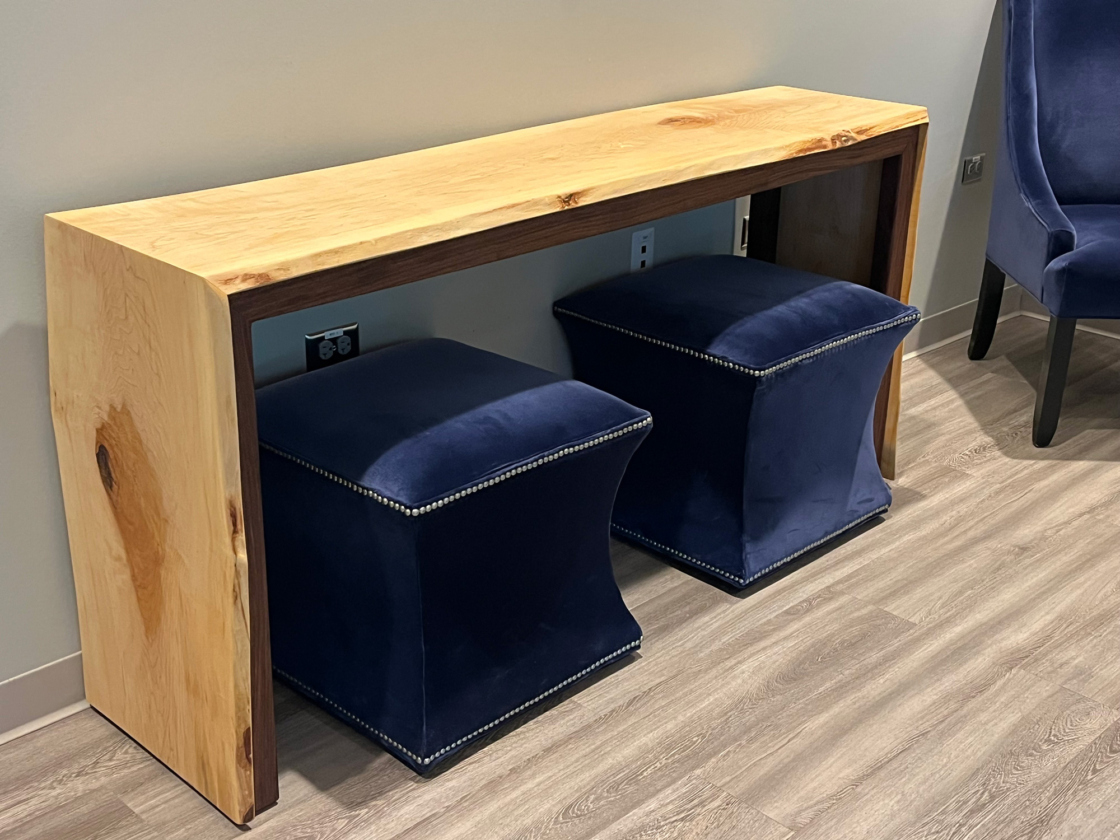 Console table made from sugar maple and black walnut