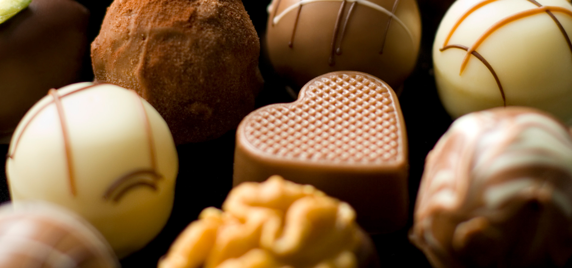 Close up photograph of chocolate candies