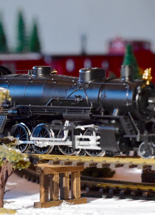 Close up photograph of a large-scale model train