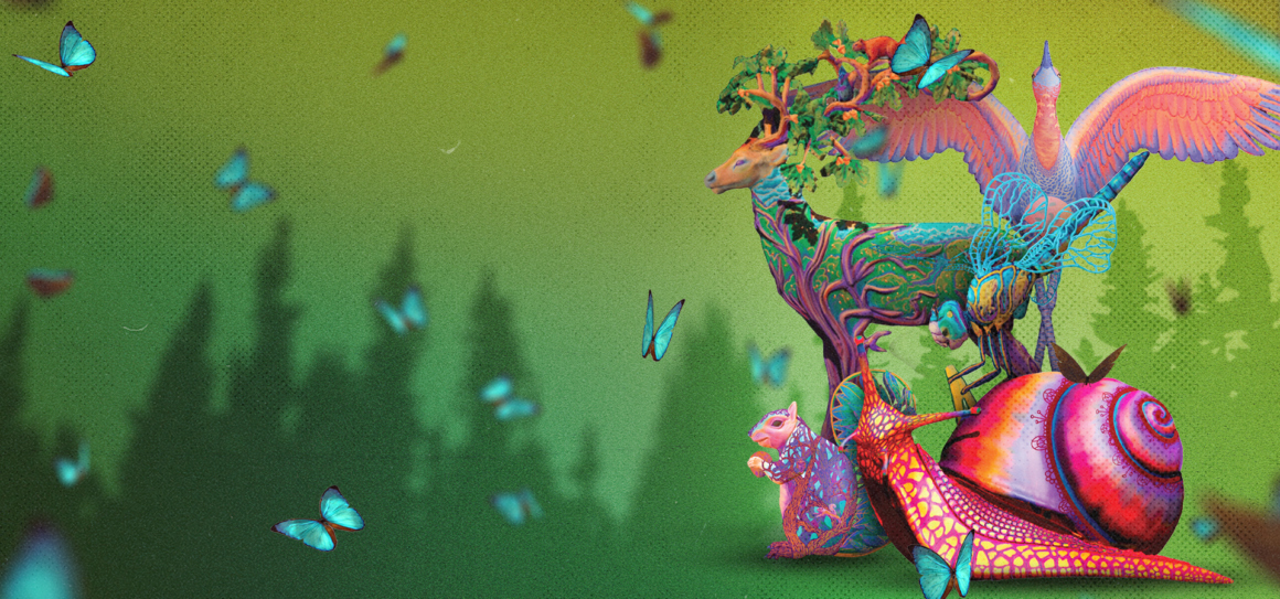 All of the Vivid Creature sculptures next to one another to show scale.