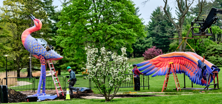 Crew members prepare to attach Cadence's wings