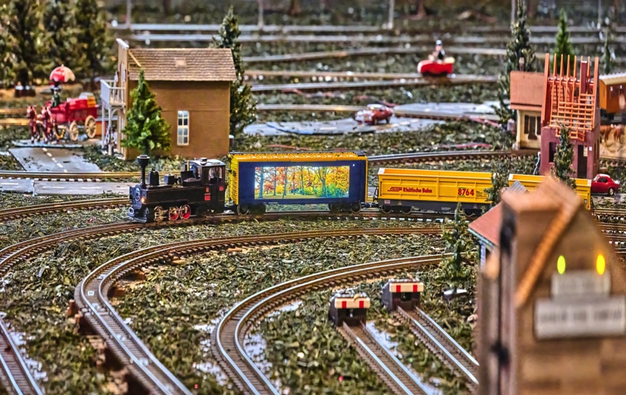 Photograph of the Juniper Junction model train display
