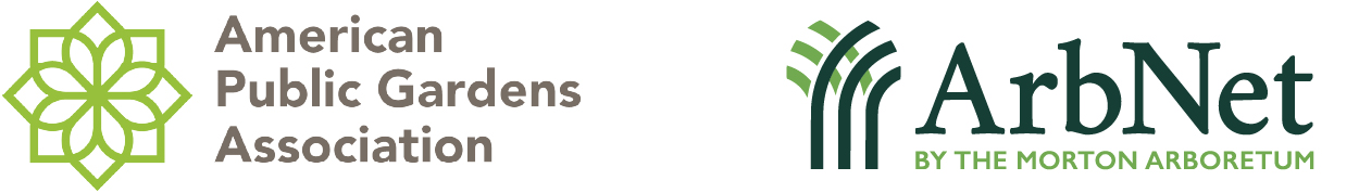 Logo lockup of logos from the American Public Gardens Association and ArbNet by The Morton Arboretum