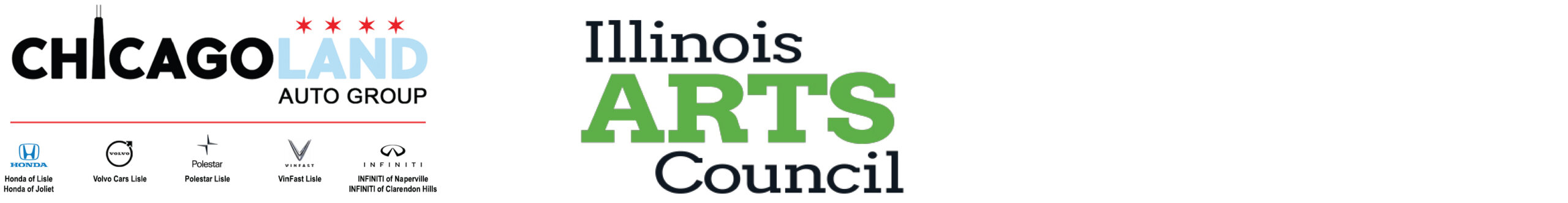 Chicagoland Auto Group and Illinois Arts Council logos