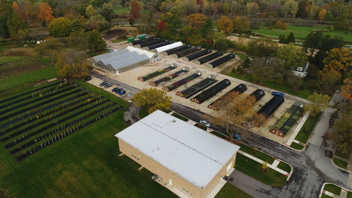 Aerial view of the plant production area