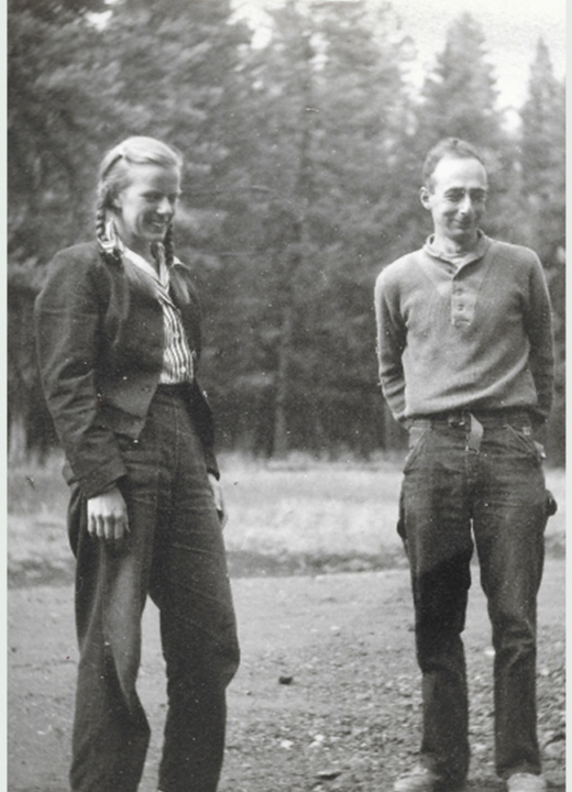 Three historical photographs paired together of jewish people exploring nature