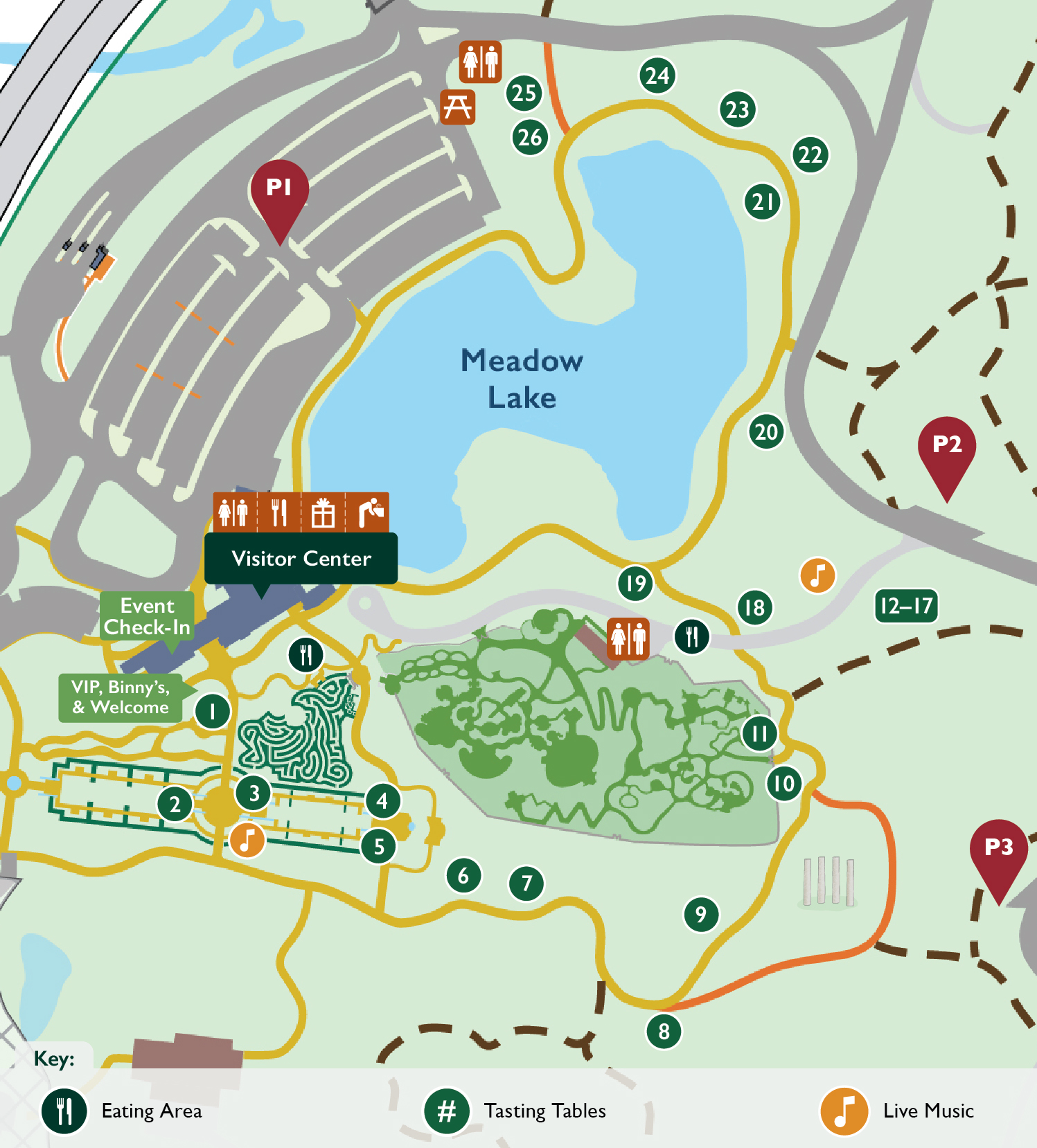 Map showcasing the locations for the spring wine tasting