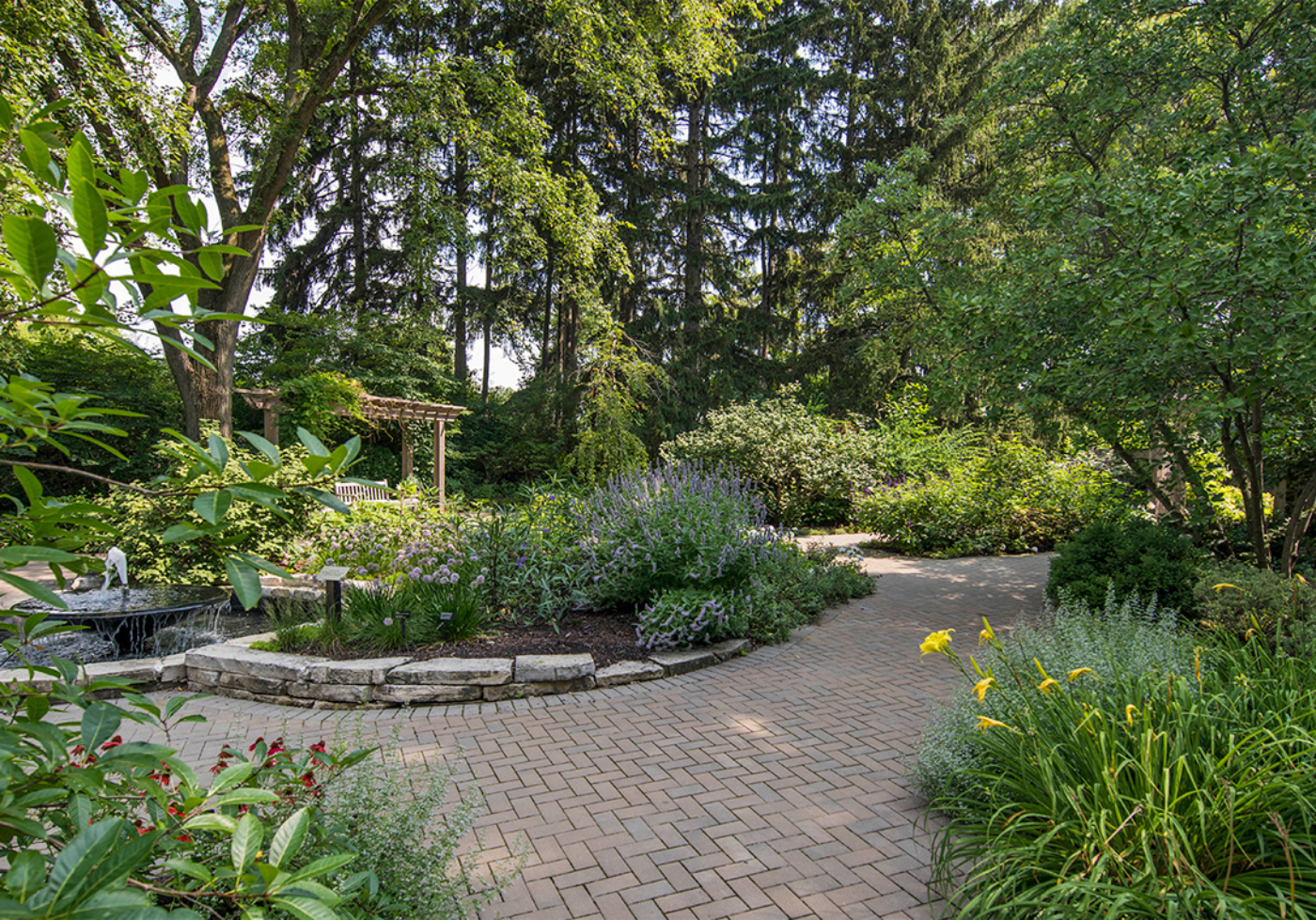 The fragrance garden features color blooms in the summer
