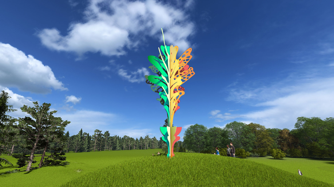 A new sculpture featuring a leaf in all seasons